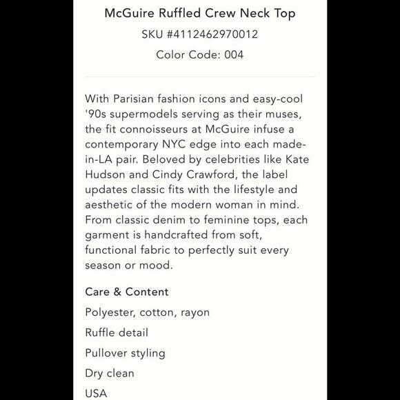 Anthropologie McGuire Sabina Ruffled Crew Neck Sweater - New! - Picture 9 of 9